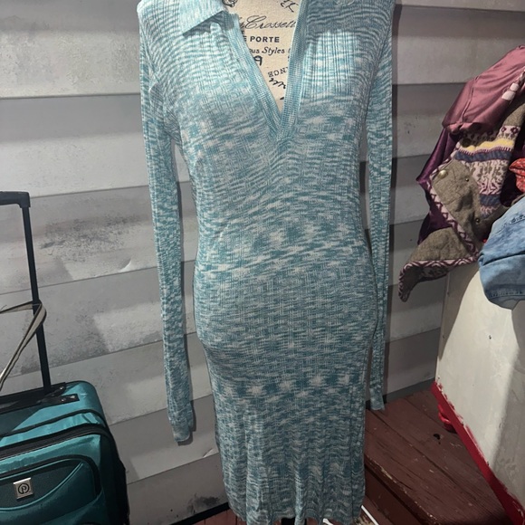 L*Space “ARIA DRESS” Blue and White Long Sleeve Dress - Picture 3 of 13